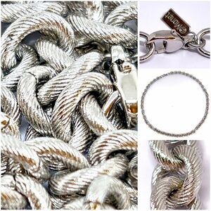 Vintage Signed Monet MCM ArtDeco Chunky 90s Heavy Chain Necklace 11” Silver Tone